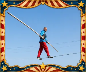 Man tight rope walking